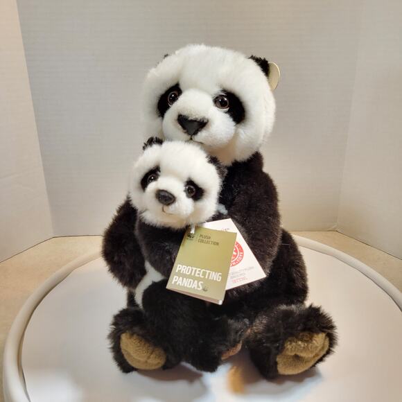 WWF Panda Mom Baby Plush 11" Protecting Pandas Dutch Design Bon Ton Toys - Picture 6 of 16